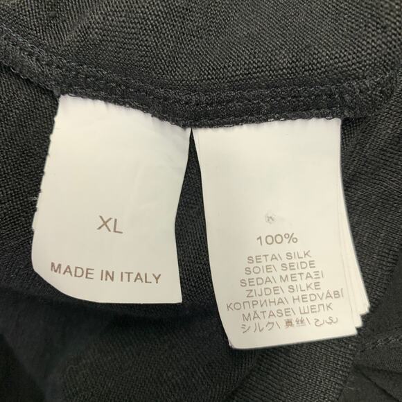 BRUNELLO CUCINELLI Size XL Black Silver Silk Monili Double Layer Dress Top - Picture 7 of 11